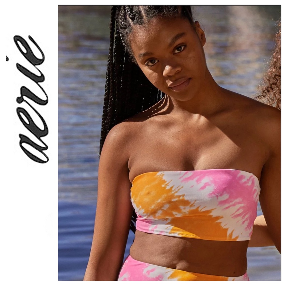 NWT Aerie Tie Dye Bandeau Swim Top L
